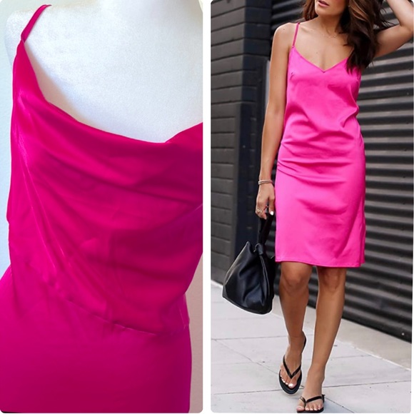 Dresses Vintage 199s Hot Pink Slip Midi Dress Barbiecore Y2k Poshmark